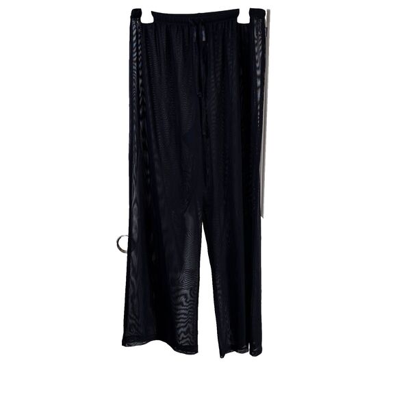 Jantzen Womens Swim Wide Leg Cover Up Pants Size M  Black High Rise Pull On - Picture 1 of 11